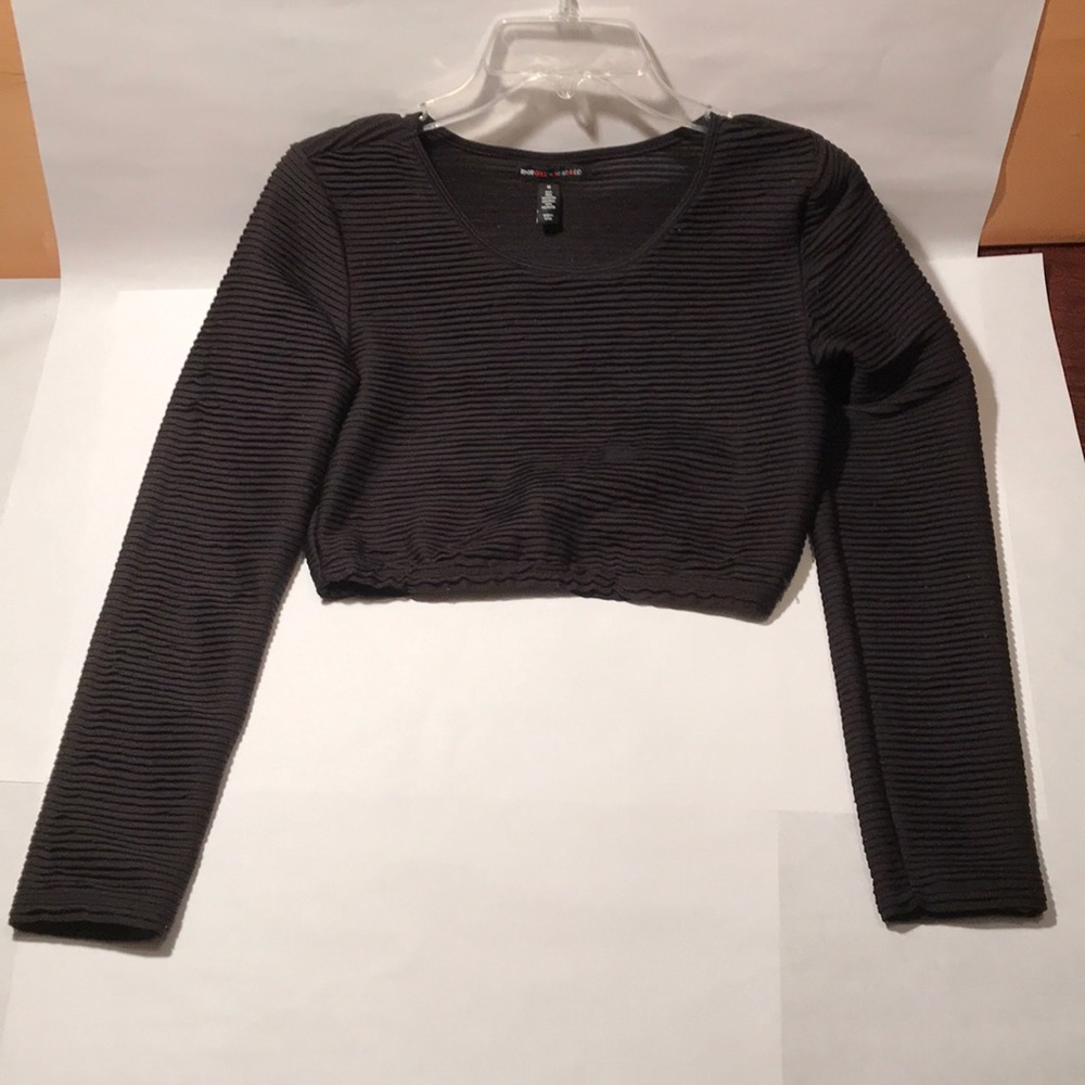 Pleated Long Sleeve Crop Top